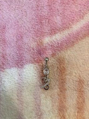 Capricorn Drop Navel Ring with Clear Gem and Pave Accent